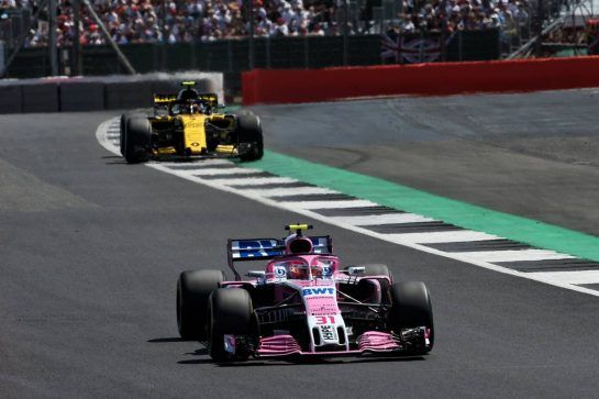 Esteban Ocon (FRA) Sahara Force India F1 VJM11.
08.07.2018. Formula 1 World Championship, Rd 10, British Grand Prix, Silverstone, England, Race Day.
- www.xpbimages.com, EMail: requests@xpbimages.com - copy of publication required for printed pictures. Every used picture is fee-liable. © Copyright: Photo4 / XPB Images