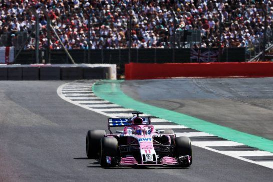 Sergio Perez (MEX) Sahara Force India F1 VJM11.
08.07.2018. Formula 1 World Championship, Rd 10, British Grand Prix, Silverstone, England, Race Day.
- www.xpbimages.com, EMail: requests@xpbimages.com - copy of publication required for printed pictures. Every used picture is fee-liable. © Copyright: Photo4 / XPB Images