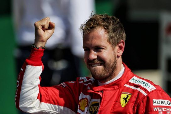 Race winner Sebastian Vettel (GER) Ferrari celebrates in parc ferme.
08.07.2018. Formula 1 World Championship, Rd 10, British Grand Prix, Silverstone, England, Race Day.
- www.xpbimages.com, EMail: requests@xpbimages.com - copy of publication required for printed pictures. Every used picture is fee-liable. © Copyright: Moy / XPB Images