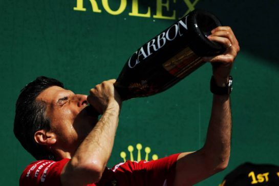Claudio Albertini (ITA) Ferrari celebrates on the podium.
08.07.2018. Formula 1 World Championship, Rd 10, British Grand Prix, Silverstone, England, Race Day.
- www.xpbimages.com, EMail: requests@xpbimages.com - copy of publication required for printed pictures. Every used picture is fee-liable. © Copyright: Moy / XPB Images