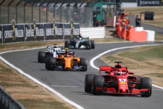 Sebastian Vettel (GER) Ferrari SF71H.
08.07.2018. Formula 1 World Championship, Rd 10, British Grand Prix, Silverstone, England, Race Day.
- www.xpbimages.com, EMail: requests@xpbimages.com - copy of publication required for printed pictures. Every used picture is fee-liable. © Copyright: Batchelor / XPB Images