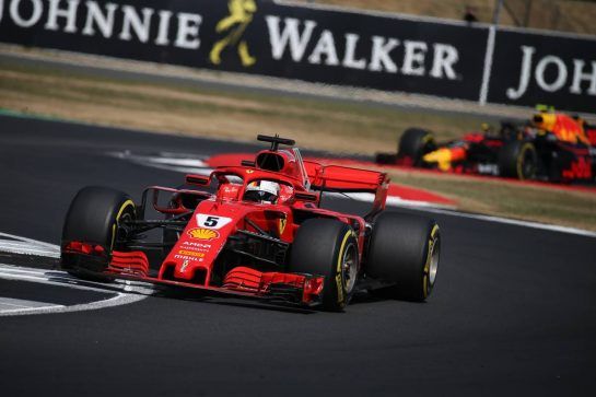 Sebastian Vettel (GER) Ferrari SF71H.
08.07.2018. Formula 1 World Championship, Rd 10, British Grand Prix, Silverstone, England, Race Day.
- www.xpbimages.com, EMail: requests@xpbimages.com - copy of publication required for printed pictures. Every used picture is fee-liable. © Copyright: Batchelor / XPB Images