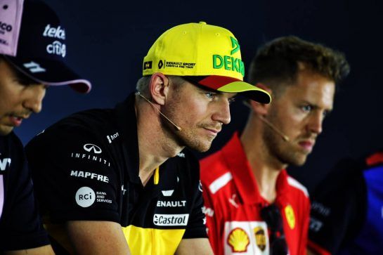 Nico Hulkenberg (GER) Renault Sport F1 Team in the FIA Press Conference.
19.07.2018. Formula 1 World Championship, Rd 11, German Grand Prix, Hockenheim, Germany, Preparation Day.
- www.xpbimages.com, EMail: requests@xpbimages.com - copy of publication required for printed pictures. Every used picture is fee-liable. © Copyright: Bearne / XPB Images