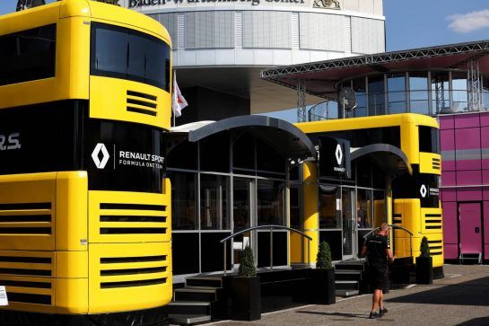 Renault Sport F1 Team motorhome.
19.07.2018. Formula 1 World Championship, Rd 11, German Grand Prix, Hockenheim, Germany, Preparation Day.
- www.xpbimages.com, EMail: requests@xpbimages.com - copy of publication required for printed pictures. Every used picture is fee-liable. © Copyright: Schaber / XPB Images