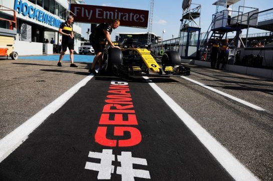 Renault Sport F1 Team RS18.
19.07.2018. Formula 1 World Championship, Rd 11, German Grand Prix, Hockenheim, Germany, Preparation Day.
- www.xpbimages.com, EMail: requests@xpbimages.com - copy of publication required for printed pictures. Every used picture is fee-liable. © Copyright: Schaber / XPB Images