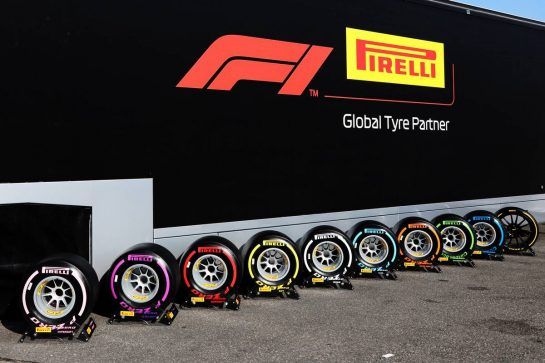 Pirelli show tyres.
19.07.2018. Formula 1 World Championship, Rd 11, German Grand Prix, Hockenheim, Germany, Preparation Day.
- www.xpbimages.com, EMail: requests@xpbimages.com - copy of publication required for printed pictures. Every used picture is fee-liable. © Copyright: Schaber / XPB Images