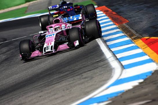Esteban Ocon (FRA) Sahara Force India F1 VJM11.
20.07.2018. Formula 1 World Championship, Rd 11, German Grand Prix, Hockenheim, Germany, Practice Day.
- www.xpbimages.com, EMail: requests@xpbimages.com - copy of publication required for printed pictures. Every used picture is fee-liable. © Copyright: Schaber / XPB Images