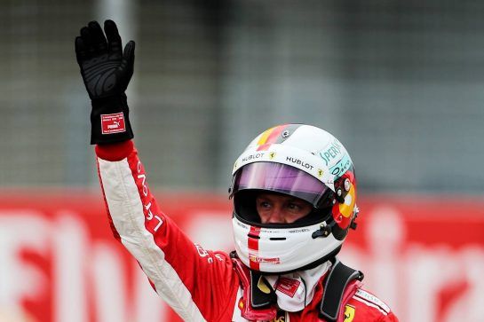 Sebastian Vettel (GER) Ferrari celebrates his pole position in qualifying parc ferme.
21.07.2018. Formula 1 World Championship, Rd 11, German Grand Prix, Hockenheim, Germany, Qualifying Day.
- www.xpbimages.com, EMail: requests@xpbimages.com - copy of publication required for printed pictures. Every used picture is fee-liable. © Copyright: Moy / XPB Images