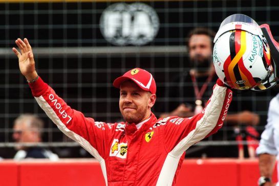 Sebastian Vettel (GER) Ferrari celebrates his pole position in qualifying parc ferme.
21.07.2018. Formula 1 World Championship, Rd 11, German Grand Prix, Hockenheim, Germany, Qualifying Day.
- www.xpbimages.com, EMail: requests@xpbimages.com - copy of publication required for printed pictures. Every used picture is fee-liable. © Copyright: Photo4 / XPB Images
