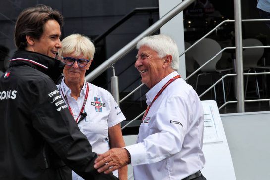 (L to R): Esteban Gutierrez (MEX) Mercedes AMG F1 with Annie Bradshaw (GBR) Williams Press Officer and Herbie Blash (GBR).
22.07.2018. Formula 1 World Championship, Rd 11, German Grand Prix, Hockenheim, Germany, Race Day.
- www.xpbimages.com, EMail: requests@xpbimages.com - copy of publication required for printed pictures. Every used picture is fee-liable. © Copyright: Photo4 / XPB Images