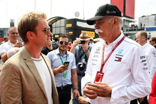 (L to R): Nico Rosberg (GER) with Dr. Dieter Zetsche (GER) Daimler AG CEO.
22.07.2018. Formula 1 World Championship, Rd 11, German Grand Prix, Hockenheim, Germany, Race Day.
- www.xpbimages.com, EMail: requests@xpbimages.com - copy of publication required for printed pictures. Every used picture is fee-liable. © Copyright: Schaber / XPB Images