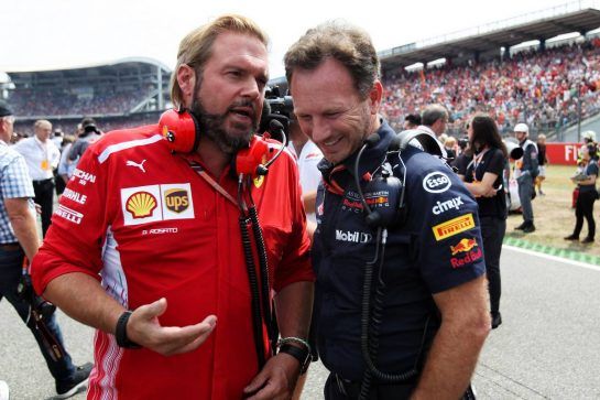 (L to R): Gino Rosato (CDN) Ferrari with Christian Horner (GBR) Red Bull Racing Team Principal on the grid.
22.07.2018. Formula 1 World Championship, Rd 11, German Grand Prix, Hockenheim, Germany, Race Day.
- www.xpbimages.com, EMail: requests@xpbimages.com - copy of publication required for printed pictures. Every used picture is fee-liable. © Copyright: Photo4 / XPB Images