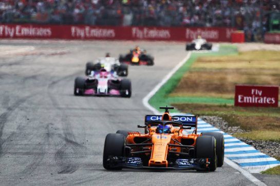 Fernando Alonso (ESP) McLaren MCL33.
22.07.2018. Formula 1 World Championship, Rd 11, German Grand Prix, Hockenheim, Germany, Race Day.
- www.xpbimages.com, EMail: requests@xpbimages.com - copy of publication required for printed pictures. Every used picture is fee-liable. © Copyright: Photo4 / XPB Images