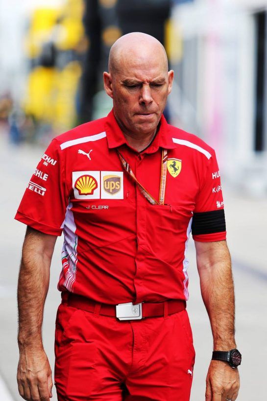 Jock Clear (GBR) Ferrari Engineering Director wears a black armband in tribute to the passing of Sergio Marchionne.
26.07.2018. Formula 1 World Championship, Rd 12, Hungarian Grand Prix, Budapest, Hungary, Preparation Day.
- www.xpbimages.com, EMail: requests@xpbimages.com - copy of publication required for printed pictures. Every used picture is fee-liable. © Copyright: Moy / XPB Images