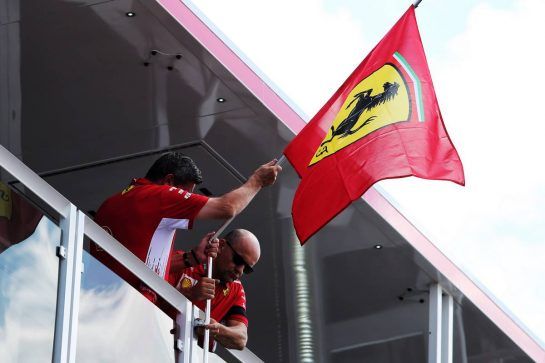 Ferrari fly the flag on their motorhome at half mast in tribute to the passing of Sergio Marchionne.
26.07.2018. Formula 1 World Championship, Rd 12, Hungarian Grand Prix, Budapest, Hungary, Preparation Day.
- www.xpbimages.com, EMail: requests@xpbimages.com - copy of publication required for printed pictures. Every used picture is fee-liable. © Copyright: Moy / XPB Images