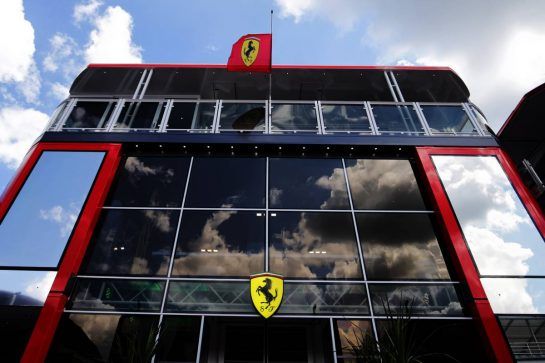 Ferrari fly the flag on their motorhome at half mast in tribute to the passing of Sergio Marchionne.
26.07.2018. Formula 1 World Championship, Rd 12, Hungarian Grand Prix, Budapest, Hungary, Preparation Day.
- www.xpbimages.com, EMail: requests@xpbimages.com - copy of publication required for printed pictures. Every used picture is fee-liable. © Copyright: Moy / XPB Images