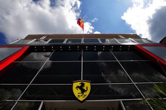 Ferrari fly the flag on their motorhome at half mast in tribute to the passing of Sergio Marchionne.
26.07.2018. Formula 1 World Championship, Rd 12, Hungarian Grand Prix, Budapest, Hungary, Preparation Day.
- www.xpbimages.com, EMail: requests@xpbimages.com - copy of publication required for printed pictures. Every used picture is fee-liable. © Copyright: Moy / XPB Images