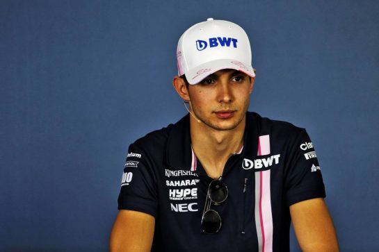 Esteban Ocon (FRA) Sahara Force India F1 Team in the FIA Press Conference.
26.07.2018. Formula 1 World Championship, Rd 12, Hungarian Grand Prix, Budapest, Hungary, Preparation Day.
- www.xpbimages.com, EMail: requests@xpbimages.com - copy of publication required for printed pictures. Every used picture is fee-liable. © Copyright: Moy / XPB Images