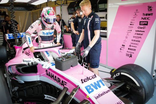 Sergio Perez (MEX) Sahara Force India F1 VJM11.
28.07.2018. Formula 1 World Championship, Rd 12, Hungarian Grand Prix, Budapest, Hungary, Qualifying Day.
- www.xpbimages.com, EMail: requests@xpbimages.com - copy of publication required for printed pictures. Every used picture is fee-liable. © Copyright: Bearne / XPB Images