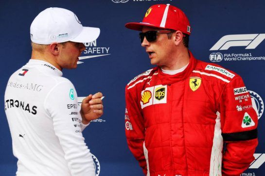 (L to R): Valtteri Bottas (FIN) Mercedes AMG F1 with Kimi Raikkonen (FIN) Ferrari in qualifying parc ferme.
28.07.2018. Formula 1 World Championship, Rd 12, Hungarian Grand Prix, Budapest, Hungary, Qualifying Day.
- www.xpbimages.com, EMail: requests@xpbimages.com - copy of publication required for printed pictures. Every used picture is fee-liable. © Copyright: Photo4 / XPB Images
