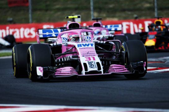 Esteban Ocon (FRA) Sahara Force India F1 VJM11.
29.07.2018. Formula 1 World Championship, Rd 12, Hungarian Grand Prix, Budapest, Hungary, Race Day.
- www.xpbimages.com, EMail: requests@xpbimages.com - copy of publication required for printed pictures. Every used picture is fee-liable. © Copyright: Bearne / XPB Images