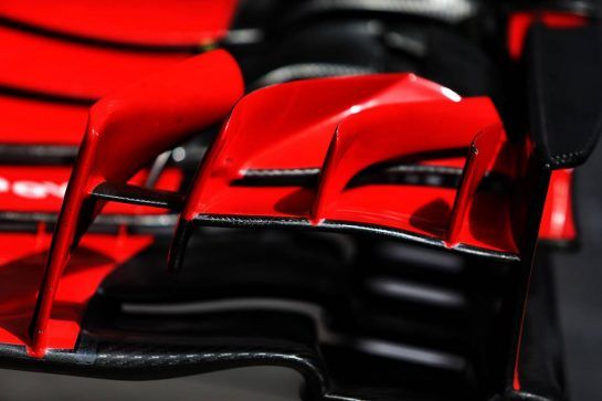 Ferrari SF71H front wing detail.
31.07.2018. Formula 1 Testing, Budapest, Hungary.
- www.xpbimages.com, EMail: requests@xpbimages.com - copy of publication required for printed pictures. Every used picture is fee-liable. © Copyright: Moy / XPB Images