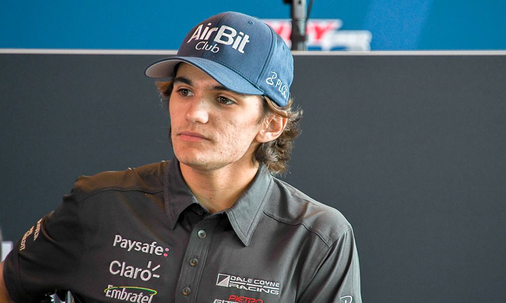 Pietro Fittipaldi at a press conference a the Indianapolis Motor Speedway
