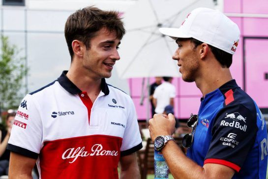 (L to R): Charles Leclerc (MON) Sauber F1 Team with Pierre Gasly (FRA) Scuderia Toro Rosso.
23.08.2018. Formula 1 World Championship, Rd 13, Belgian Grand Prix, Spa Francorchamps, Belgium, Preparation Day.
- www.xpbimages.com, EMail: requests@xpbimages.com - copy of publication required for printed pictures. Every used picture is fee-liable. © Copyright: Batchelor / XPB Images