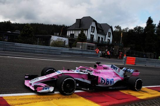 Sergio Perez (MEX) Racing Point Force India F1 VJM11.
24.08.2018. Formula 1 World Championship, Rd 13, Belgian Grand Prix, Spa Francorchamps, Belgium, Practice Day.
- www.xpbimages.com, EMail: requests@xpbimages.com - copy of publication required for printed pictures. Every used picture is fee-liable. © Copyright: Photo4 / XPB Images