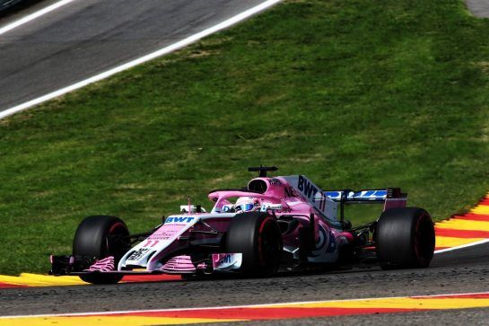 Sergio Perez (MEX) Racing Point Force India F1 VJM11.
24.08.2018. Formula 1 World Championship, Rd 13, Belgian Grand Prix, Spa Francorchamps, Belgium, Practice Day.
- www.xpbimages.com, EMail: requests@xpbimages.com - copy of publication required for printed pictures. Every used picture is fee-liable. © Copyright: Photo4 / XPB Images