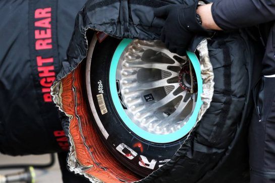 Mercedes AMG F1 wheel.
25.08.2018. Formula 1 World Championship, Rd 13, Belgian Grand Prix, Spa Francorchamps, Belgium, Qualifying Day.
- www.xpbimages.com, EMail: requests@xpbimages.com - copy of publication required for printed pictures. Every used picture is fee-liable. © Copyright: Batchelor / XPB Images