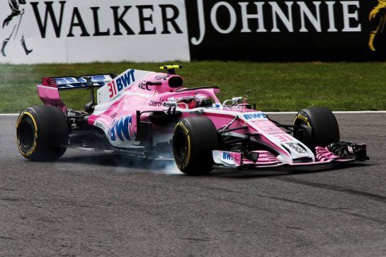 Esteban Ocon (FRA) Racing Point Force India F1 VJM11 locks up under braking.
25.08.2018. Formula 1 World Championship, Rd 13, Belgian Grand Prix, Spa Francorchamps, Belgium, Qualifying Day.
- www.xpbimages.com, EMail: requests@xpbimages.com - copy of publication required for printed pictures. Every used picture is fee-liable. © Copyright: Photo4 / XPB Images