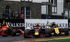 Max Verstappen (NLD) Red Bull Racing RB14 leads Nico Hulkenberg (GER) Renault Sport F1 Team RS18 and Daniel Ricciardo