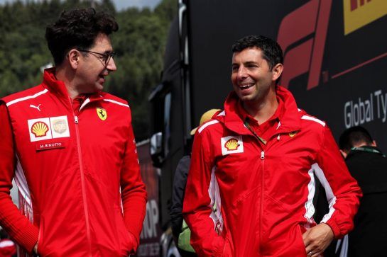 Mattia Binotto (ITA) Ferrari Chief Technical Officer (Left).
25.08.2018. Formula 1 World Championship, Rd 13, Belgian Grand Prix, Spa Francorchamps, Belgium, Qualifying Day.
- www.xpbimages.com, EMail: requests@xpbimages.com - copy of publication required for printed pictures. Every used picture is fee-liable. © Copyright: Photo4 / XPB Images