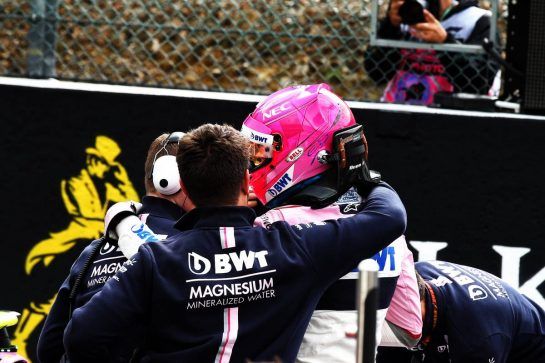 Esteban Ocon (FRA) Racing Point Force India F1 Team celebrates his third position in qualifying parc ferme with the team.
25.08.2018. Formula 1 World Championship, Rd 13, Belgian Grand Prix, Spa Francorchamps, Belgium, Qualifying Day.
- www.xpbimages.com, EMail: requests@xpbimages.com - copy of publication required for printed pictures. Every used picture is fee-liable. © Copyright: Batchelor / XPB Images