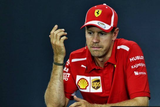 Sebastian Vettel (GER) Ferrari in the post qualifying FIA Press Conference.
25.08.2018. Formula 1 World Championship, Rd 13, Belgian Grand Prix, Spa Francorchamps, Belgium, Qualifying Day.
- www.xpbimages.com, EMail: requests@xpbimages.com - copy of publication required for printed pictures. Every used picture is fee-liable. © Copyright: Moy / XPB Images