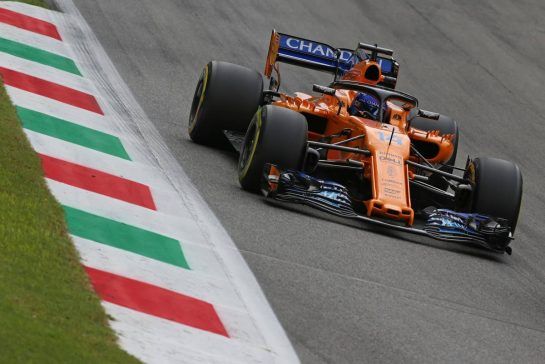 Fernando Alonso (ESP) McLaren F1 31.08.2018. Formula 1 World Championship, Rd 14, Italian Grand Prix, Monza, Italy, Practice Day.
- www.xpbimages.com, EMail: requests@xpbimages.com - copy of publication required for printed pictures. Every used picture is fee-liable. © Copyright: Charniaux / XPB Images