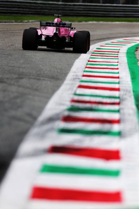 Sergio Perez (MEX) Racing Point Force India F1 VJM11.
31.08.2018. Formula 1 World Championship, Rd 14, Italian Grand Prix, Monza, Italy, Practice Day.
- www.xpbimages.com, EMail: requests@xpbimages.com - copy of publication required for printed pictures. Every used picture is fee-liable. © Copyright: Moy / XPB Images