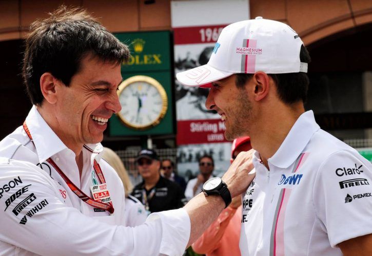 Toto Wolff (GER) Mercedes AMG F1 Shareholder and Executive Director with Esteban Ocon (FRA)