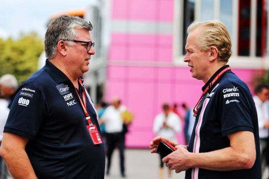 (L to R): Otmar Szafnauer (USA) Racing Point Force India F1 Team Principal and CEO with Andrew Green (GBR) Racing Point Force India F1 Team Technical Director.
01.09.2018. Formula 1 World Championship, Rd 14, Italian Grand Prix, Monza, Italy, Qualifying Day.
- www.xpbimages.com, EMail: requests@xpbimages.com - copy of publication required for printed pictures. Every used picture is fee-liable. © Copyright: Moy / XPB Images
