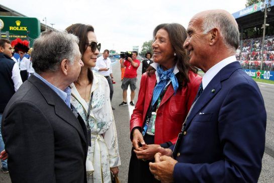 Jean Todt (FRA) FIA President; Michelle Yeoh (MAL); and Dr. Angelo Sticchi Damiani (ITA) Aci Csai President.
02.09.2018. Formula 1 World Championship, Rd 14, Italian Grand Prix, Monza, Italy, Race Day.
- www.xpbimages.com, EMail: requests@xpbimages.com - copy of publication required for printed pictures. Every used picture is fee-liable. © Copyright: Photo4 / XPB Images