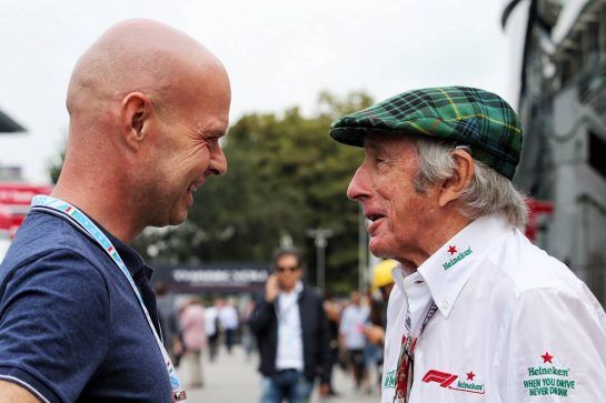 (L to R): Jan Magnussen (DEN) with Jackie Stewart (GBR).
02.09.2018. Formula 1 World Championship, Rd 14, Italian Grand Prix, Monza, Italy, Race Day.
- www.xpbimages.com, EMail: requests@xpbimages.com - copy of publication required for printed pictures. Every used picture is fee-liable. © Copyright: Moy / XPB Images