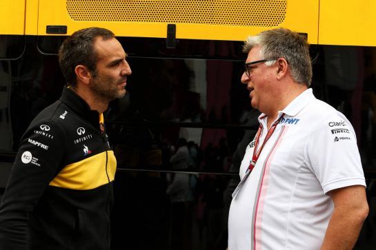(L to R): Cyril Abiteboul (FRA) Renault Sport F1 Managing Director with Otmar Szafnauer (USA) Racing Point Force India F1 Team Principal and CEO.
02.09.2018. Formula 1 World Championship, Rd 14, Italian Grand Prix, Monza, Italy, Race Day.
- www.xpbimages.com, EMail: requests@xpbimages.com - copy of publication required for printed pictures. Every used picture is fee-liable. © Copyright: Moy / XPB Images
