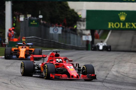Sebastian Vettel (GER) Ferrari SF71H.
02.09.2018. Formula 1 World Championship, Rd 14, Italian Grand Prix, Monza, Italy, Race Day.
- www.xpbimages.com, EMail: requests@xpbimages.com - copy of publication required for printed pictures. Every used picture is fee-liable. © Copyright: Charniaux / XPB Images
