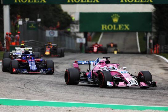Sergio Perez (MEX) Racing Point Force India F1 VJM11.
02.09.2018. Formula 1 World Championship, Rd 14, Italian Grand Prix, Monza, Italy, Race Day.
- www.xpbimages.com, EMail: requests@xpbimages.com - copy of publication required for printed pictures. Every used picture is fee-liable. © Copyright: Charniaux / XPB Images