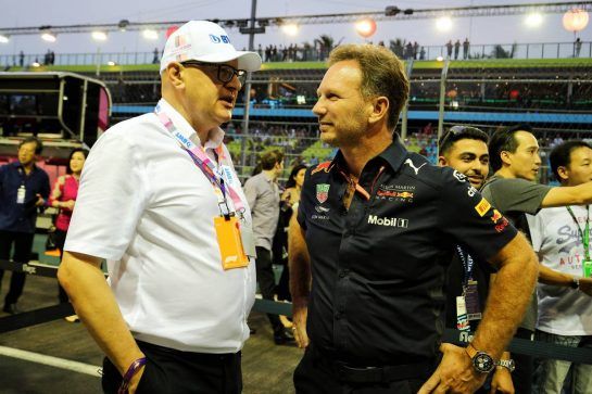 (L to R): Andreas Weissenbacher, BWT Chief Executive Officer with Christian Horner (GBR) Red Bull Racing Team Principal.
16.09.2018. Formula 1 World Championship, Rd 15, Singapore Grand Prix, Marina Bay Street Circuit, Singapore, Race Day.
- www.xpbimages.com, EMail: requests@xpbimages.com - copy of publication required for printed pictures. Every used picture is fee-liable. © Copyright: Moy / XPB Images