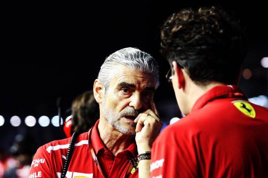 (L to R): Maurizio Arrivabene (ITA) Ferrari Team Principal with Mattia Binotto (ITA) Ferrari Chief Technical Officer on the grid.
16.09.2018. Formula 1 World Championship, Rd 15, Singapore Grand Prix, Marina Bay Street Circuit, Singapore, Race Day.
- www.xpbimages.com, EMail: requests@xpbimages.com - copy of publication required for printed pictures. Every used picture is fee-liable. © Copyright: Photo4 / XPB Images