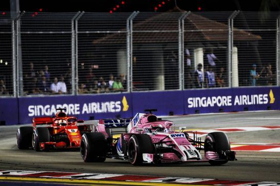 Sergio Perez (MEX) Racing Point Force India F1 VJM11.
16.09.2018. Formula 1 World Championship, Rd 15, Singapore Grand Prix, Marina Bay Street Circuit, Singapore, Race Day.
- www.xpbimages.com, EMail: requests@xpbimages.com - copy of publication required for printed pictures. Every used picture is fee-liable. © Copyright: Photo4 / XPB Images