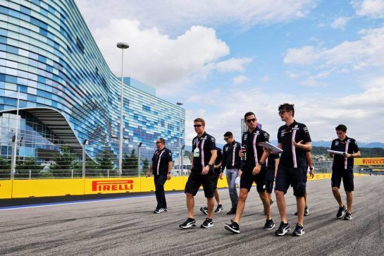 Nicholas Latifi (CDN) Racing Point Force India F1 Team Development Driver and Esteban Ocon (FRA) Racing Point Force India F1 Team walk the circuit with the team.
27.09.2018. Formula 1 World Championship, Rd 16, Russian Grand Prix, Sochi Autodrom, Sochi, Russia, Preparation Day.
- www.xpbimages.com, EMail: requests@xpbimages.com - copy of publication required for printed pictures. Every used picture is fee-liable. © Copyright: Moy / XPB Images