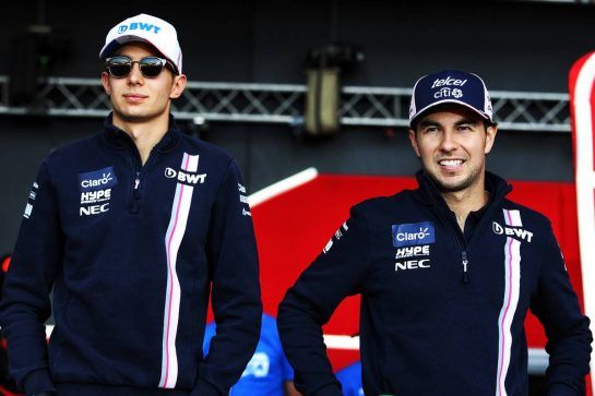 (L to R): Esteban Ocon (FRA) Racing Point Force India F1 Team with team mate Sergio Perez (MEX) Racing Point Force India F1 Team.
27.09.2018. Formula 1 World Championship, Rd 16, Russian Grand Prix, Sochi Autodrom, Sochi, Russia, Preparation Day.
- www.xpbimages.com, EMail: requests@xpbimages.com - copy of publication required for printed pictures. Every used picture is fee-liable. © Copyright: Moy / XPB Images